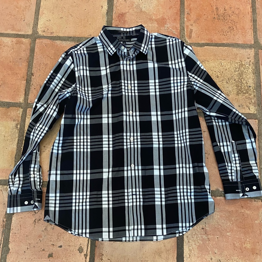 Banana Republic black plaid shirt XL